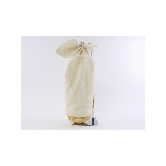 Emily Levine Women's Beige Canvas Knot Wicker Base Adjustable Strap